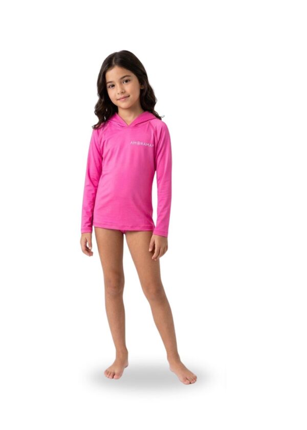 Playera manga larga con gorro unisex color rosa